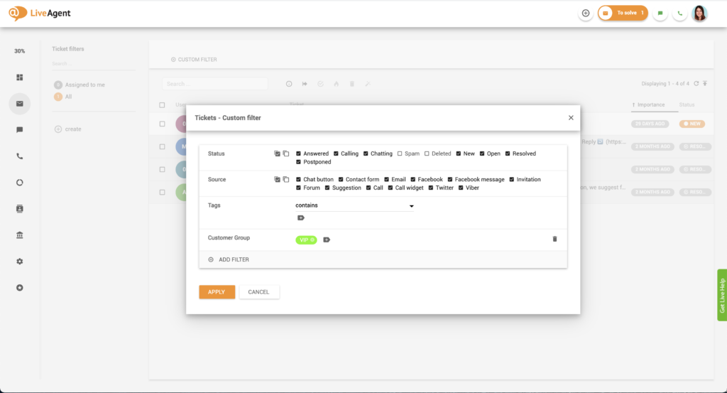 Contact group filtering
