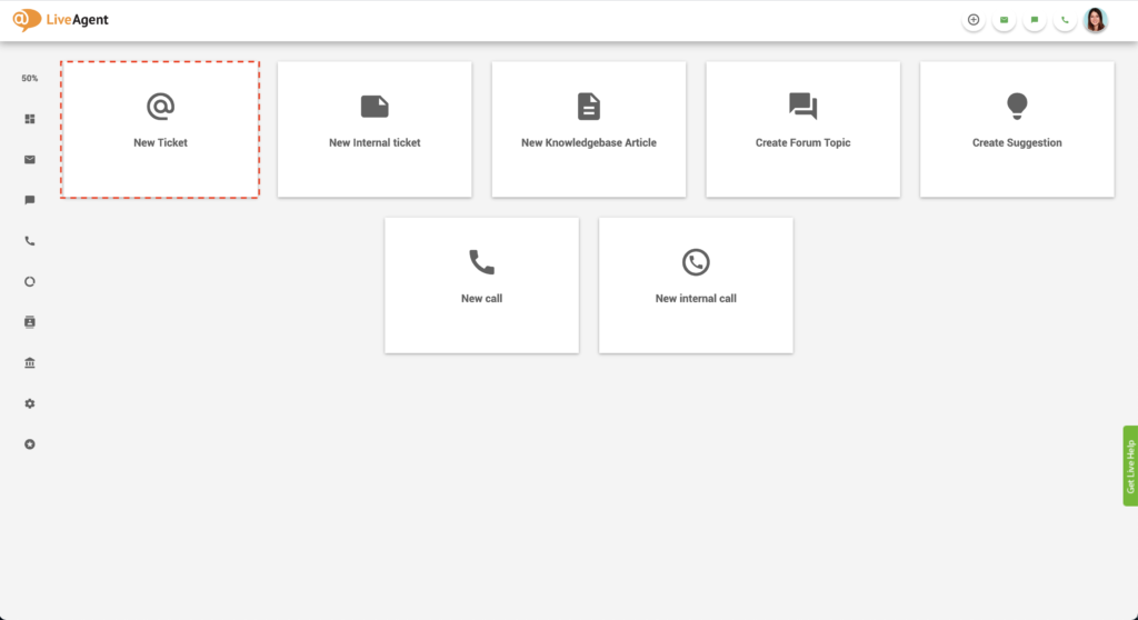 إنشاء تذكرة جديدة في LiveAgent