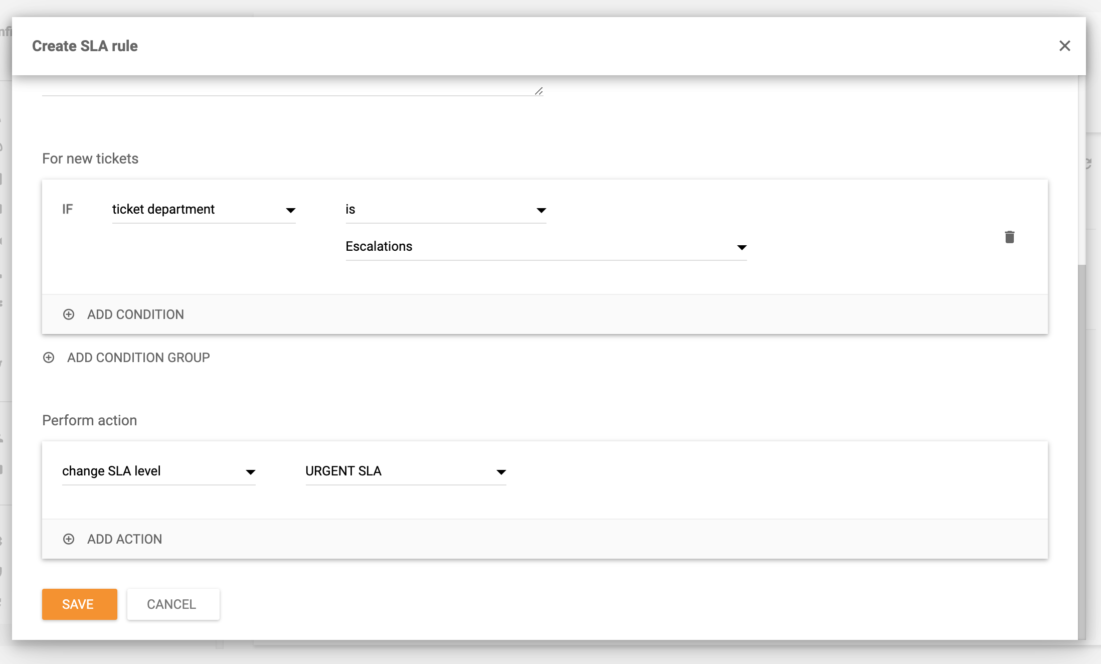 إنشاء قاعدة اتفاقية مستوى الخدمة في LiveAgent