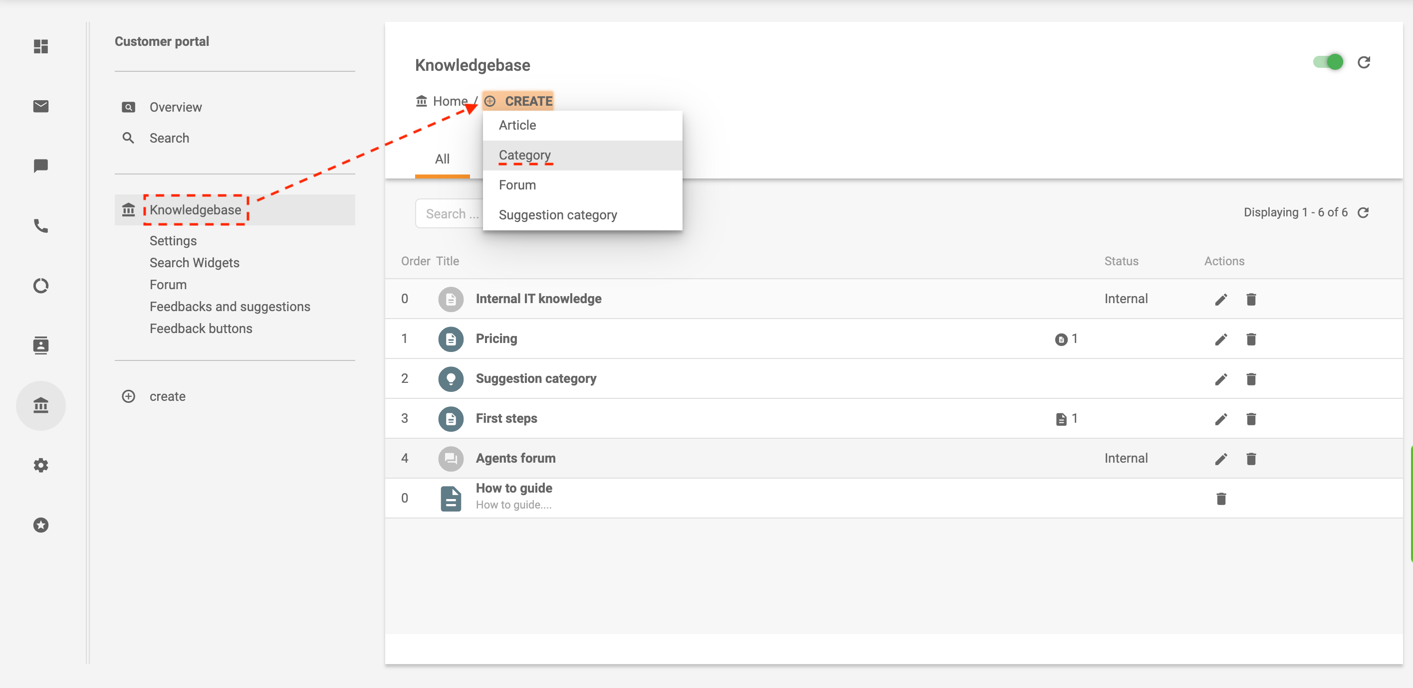 إنشاء فئة في LiveAgent