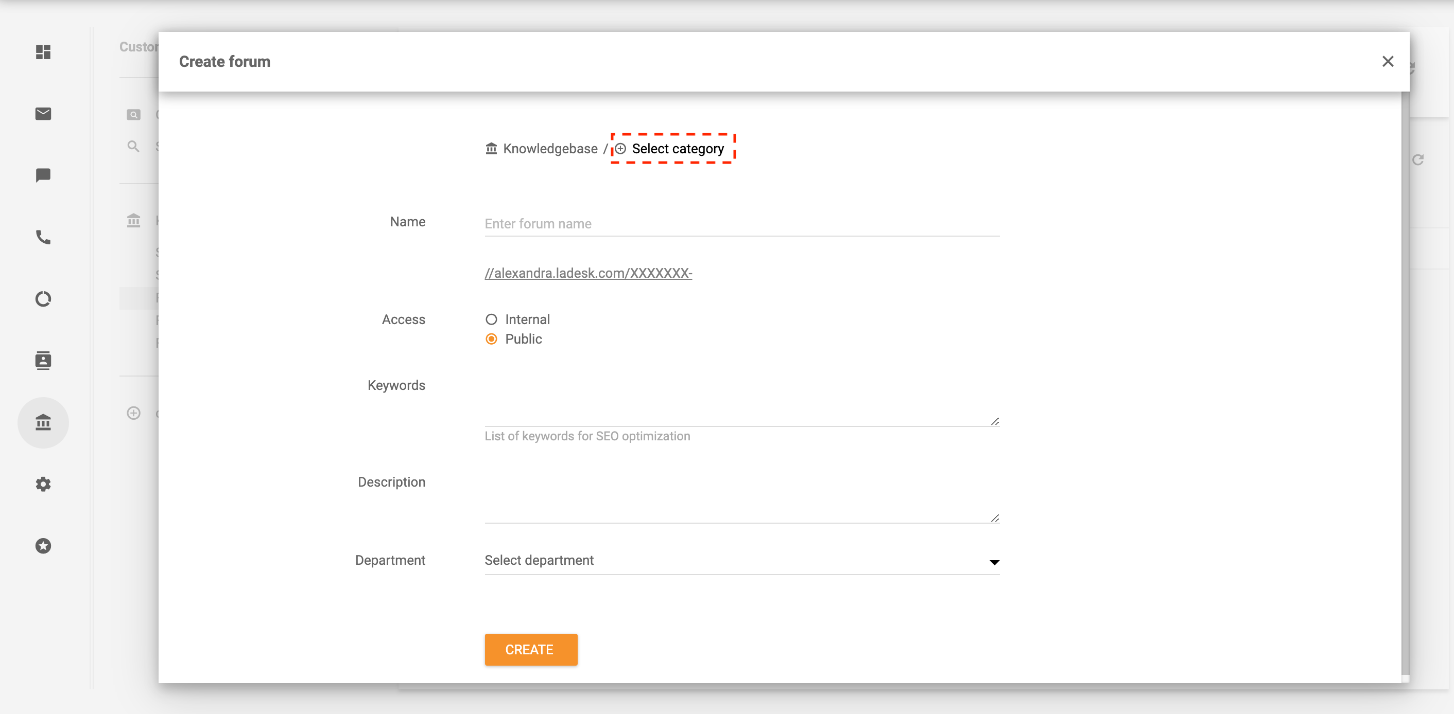 حدد فئة لمنتدى العملاء - LiveAgent