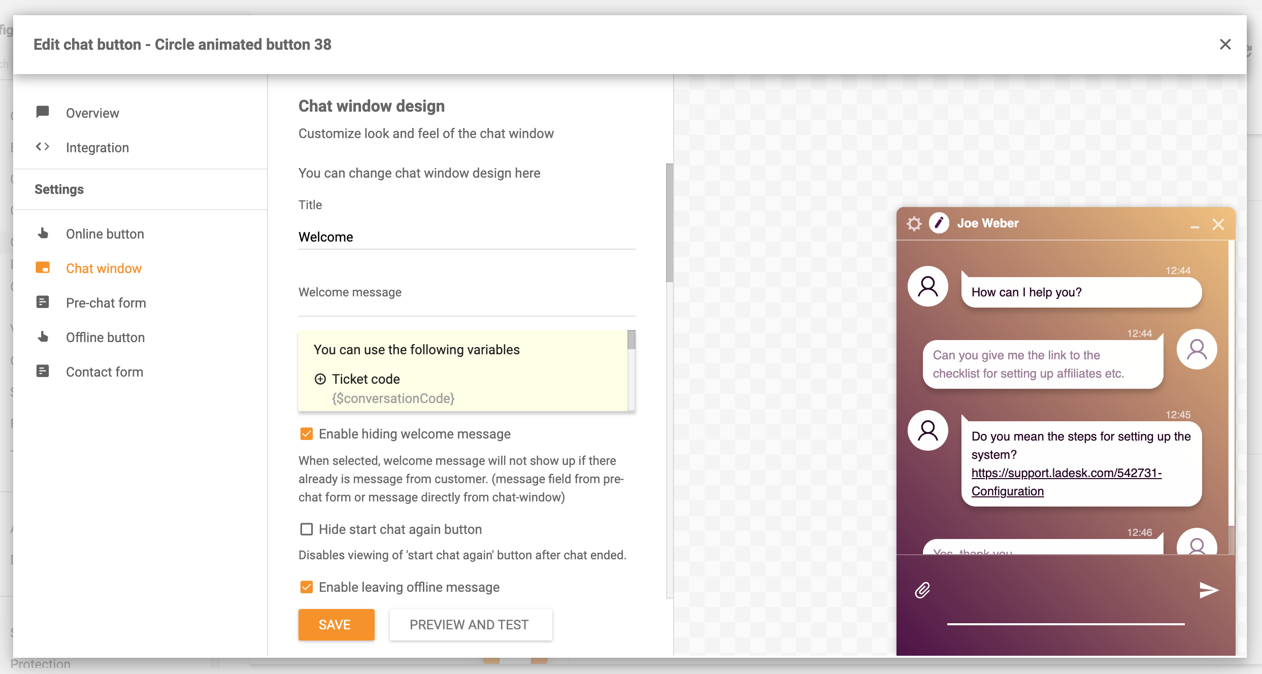 صمم دردشتك الفورية في LiveAgent