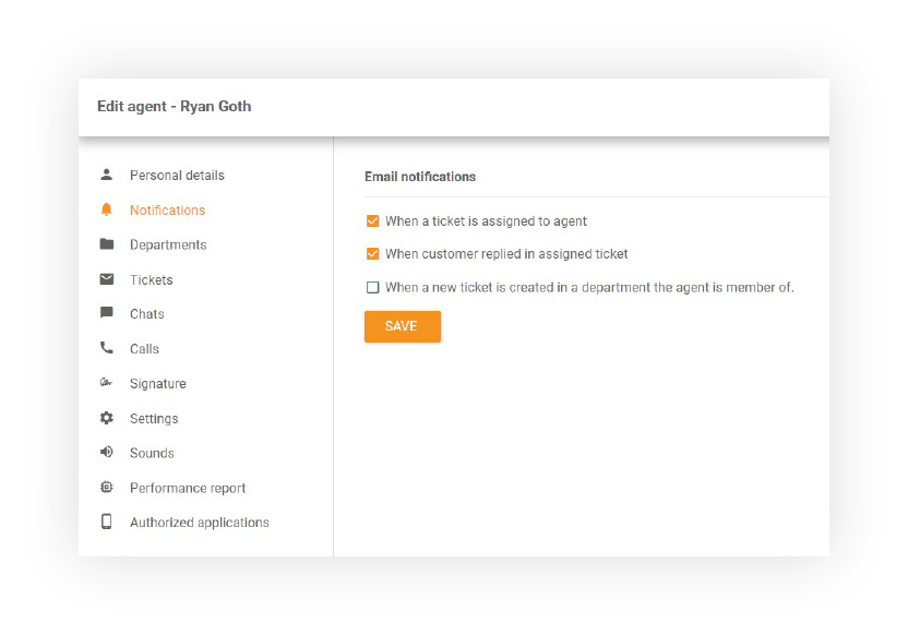 إشعارات البريد الإلكتروني في LiveAgent