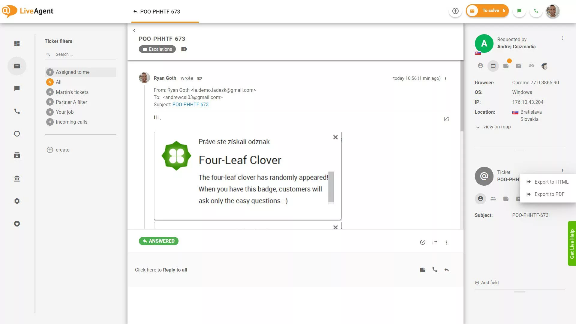 liveagent-export-ticket-inside-ticket-option