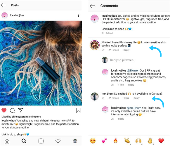 تعليقات Instagram المثبتة