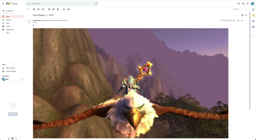 مثال على صورة مُلصقة مضمنة في البريد الإلكتروني