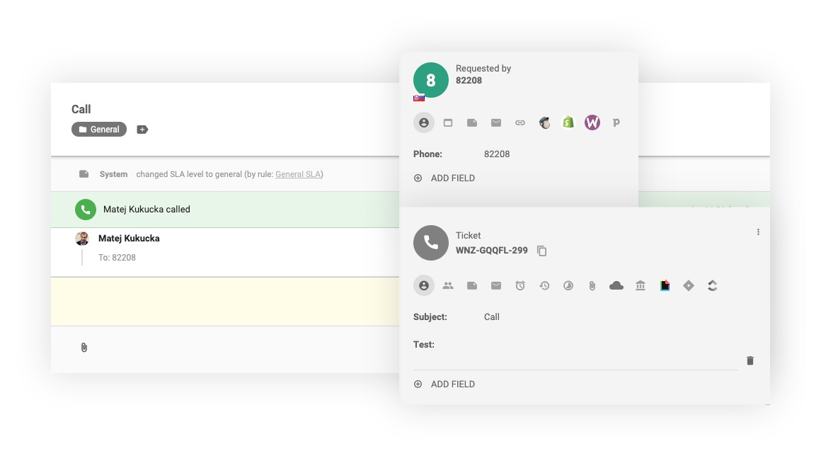 واجهة المكالمة الداخلية في LiveAgent
