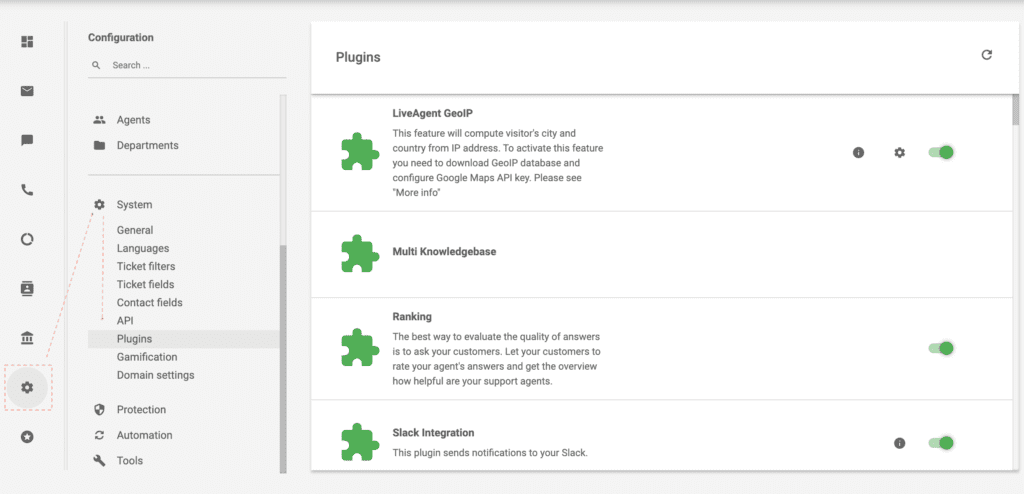 مكونات LiveAgent الإضافية