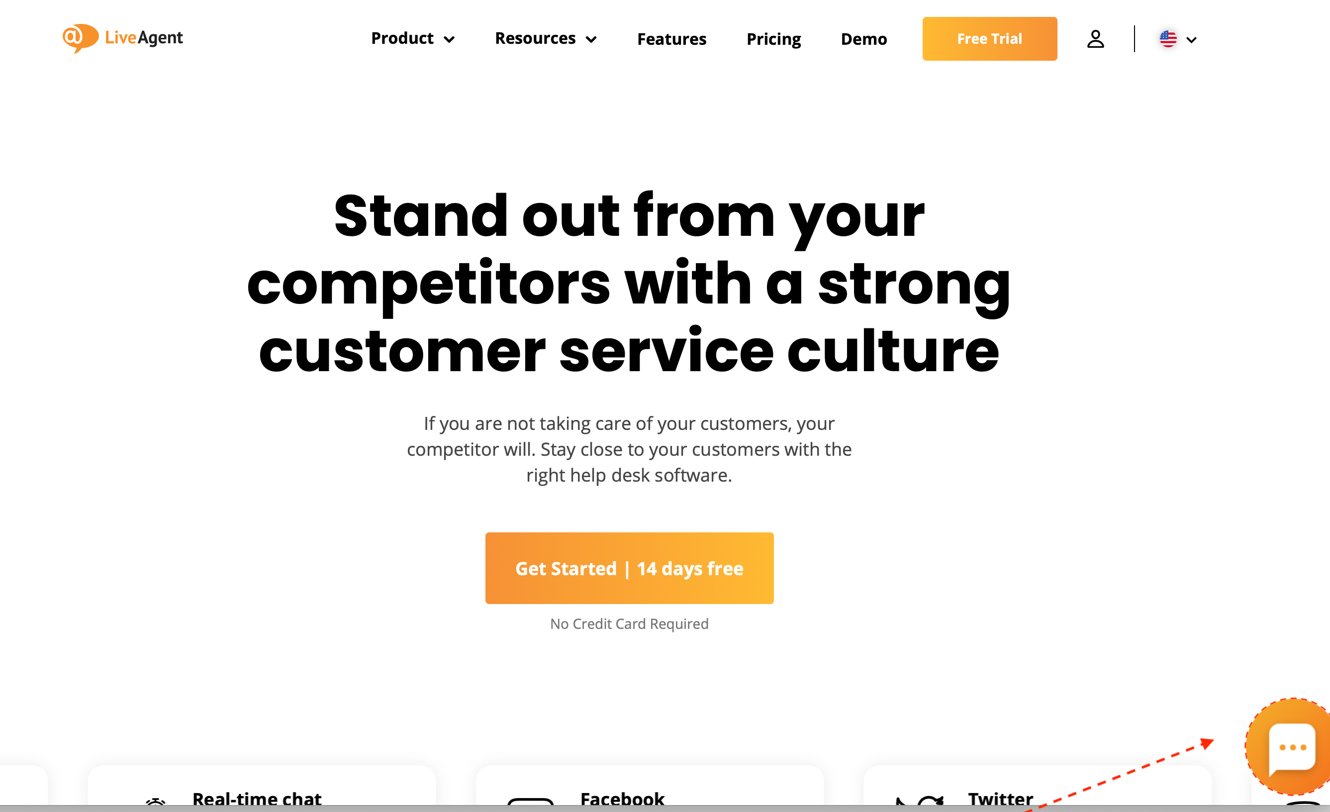 مثال على زر الدردشة من LiveAgent