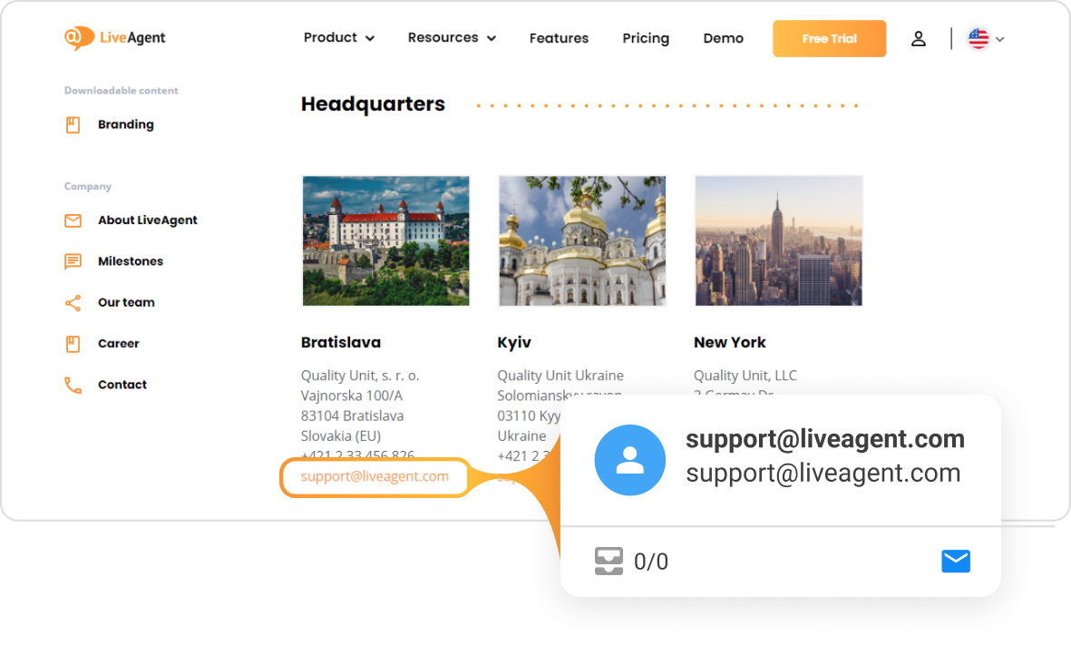 ميزة النقر للبريد الإلكتروني في LiveAgent