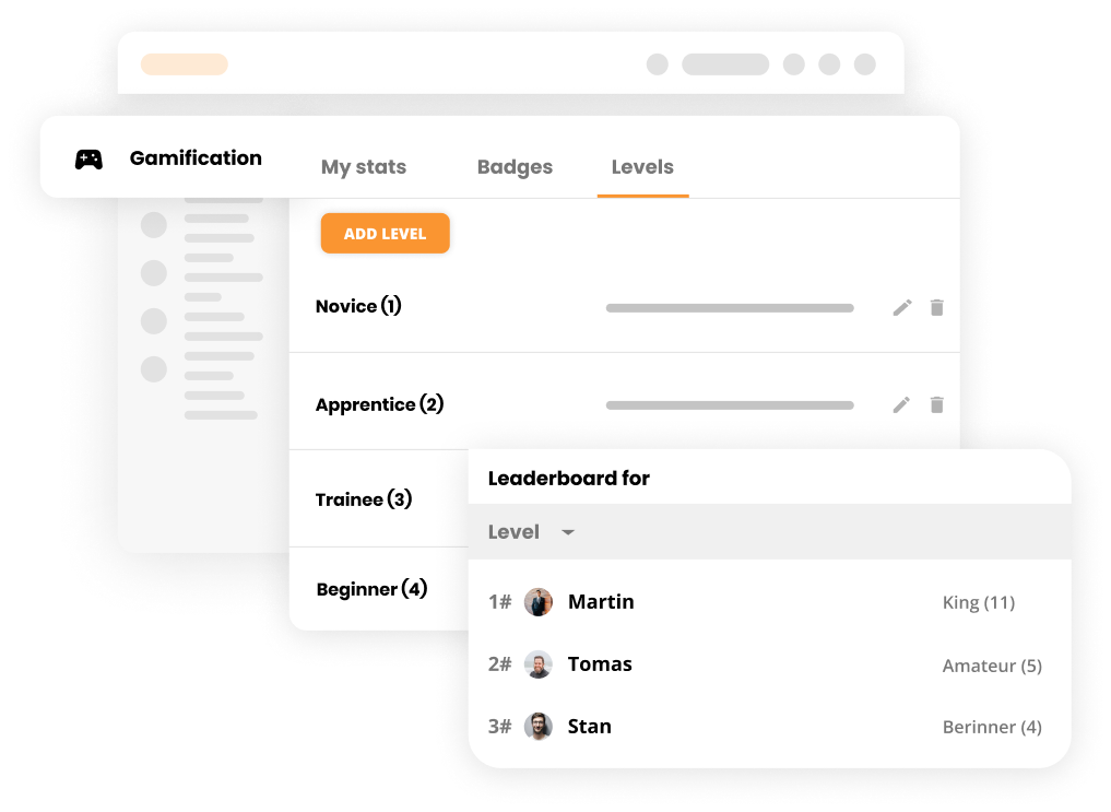 لوحة الصدارة للمستويات