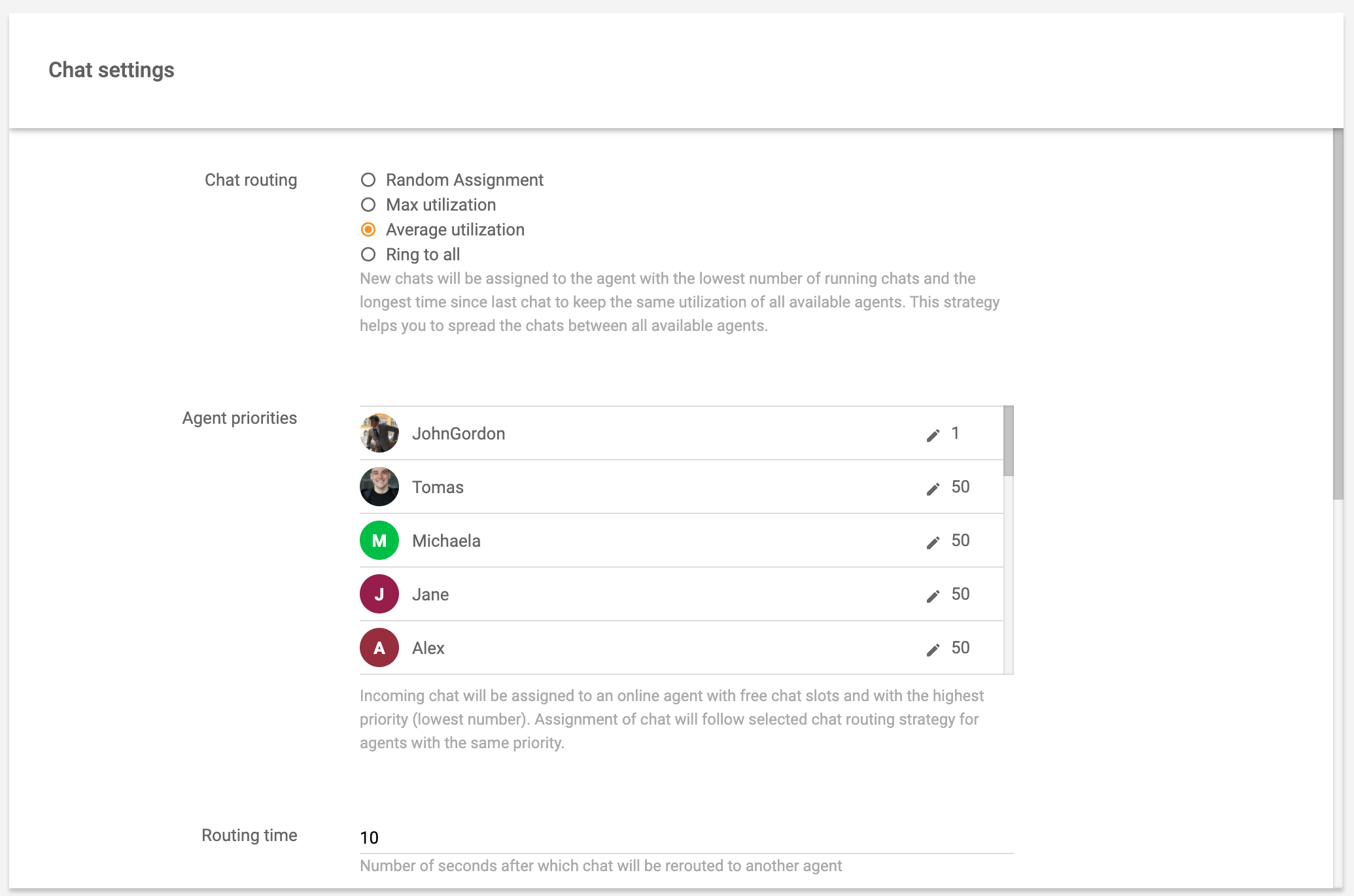 إعدادات التوجيه الدردشة الفورية LiveAgent