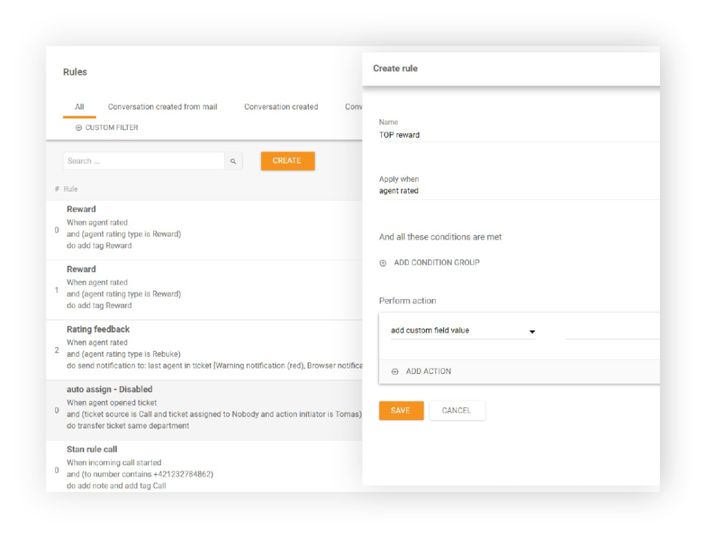 إنشاء قاعدة في LiveAgent