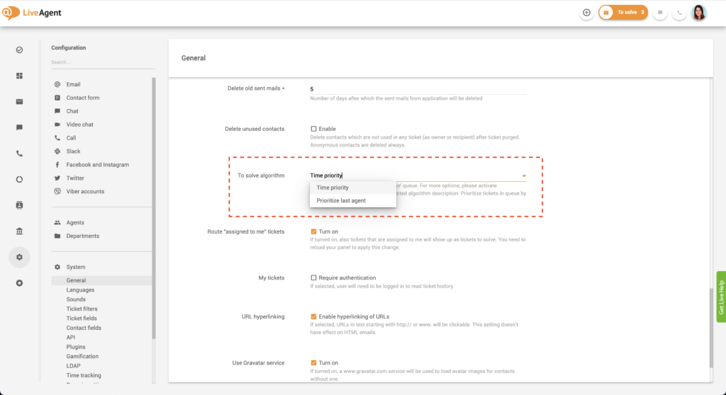 إعدادات أولوية حل المشكلة
