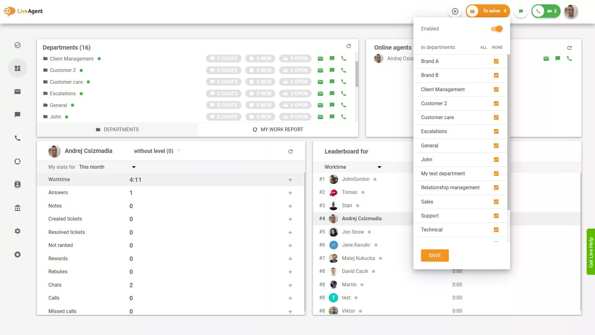 اختيار قسم تذاكر حل المشكلة