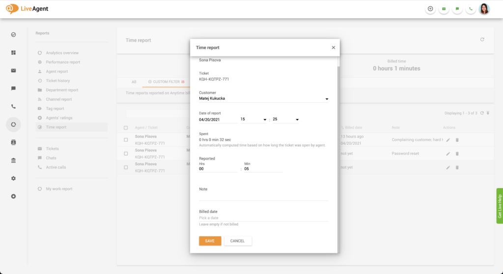 إعدادات الوقت القابل للفواتير
