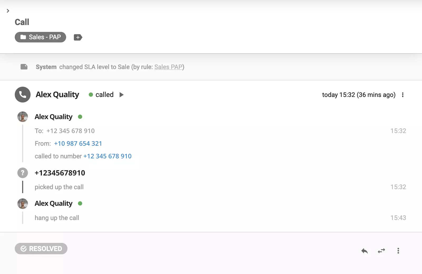 سجلات تفاصيل المكالمات في LiveAgent