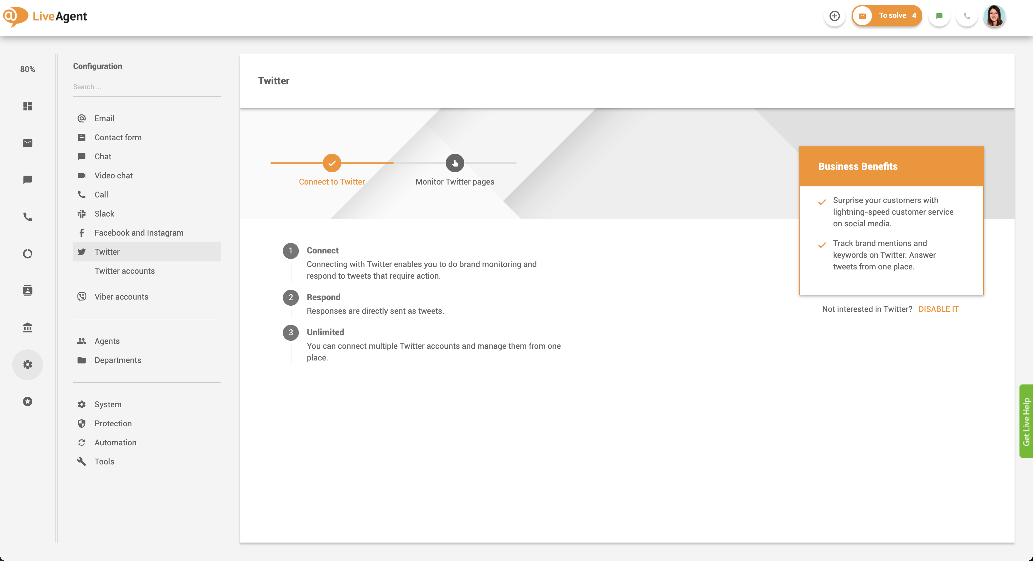 ربط Twitter بصندوق الوارد الموحد