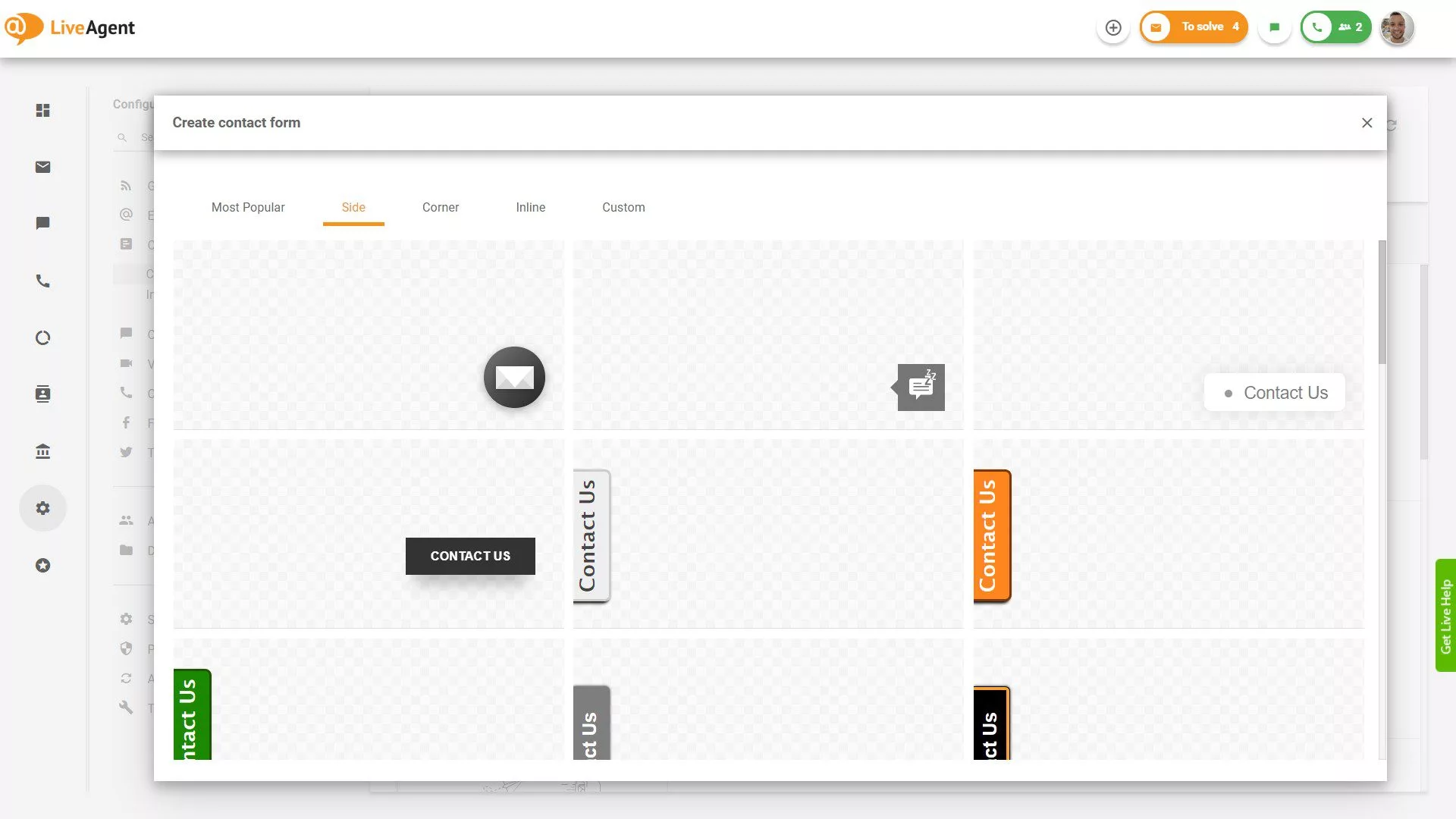 أزرار نموذج الاتصال الجانبية