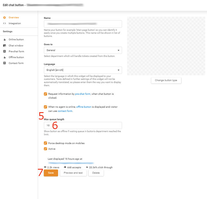 تغيير الحد الأقصى لطول الطابور إلى 10 في LiveAgent
