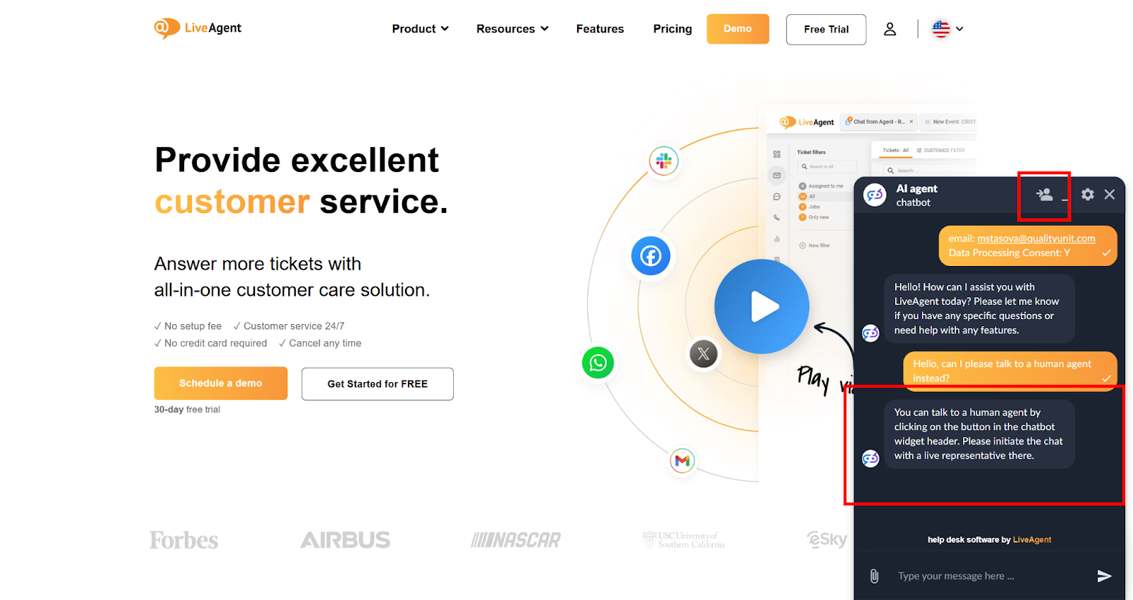 ميزات روبوت الدردشة الذكي