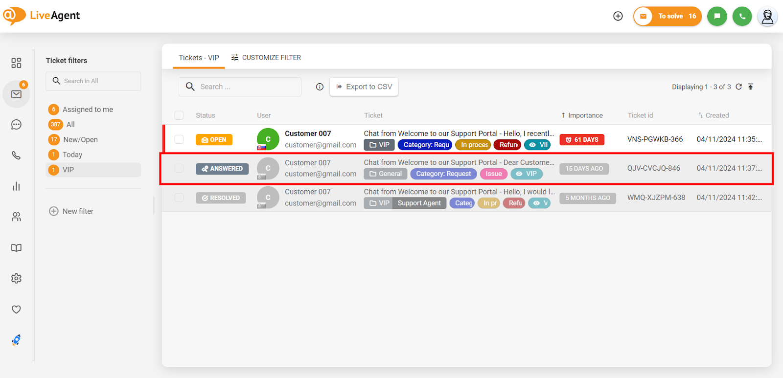 واجهة LiveAgent تعرض الخطوات لتصدير سجل المحادثة