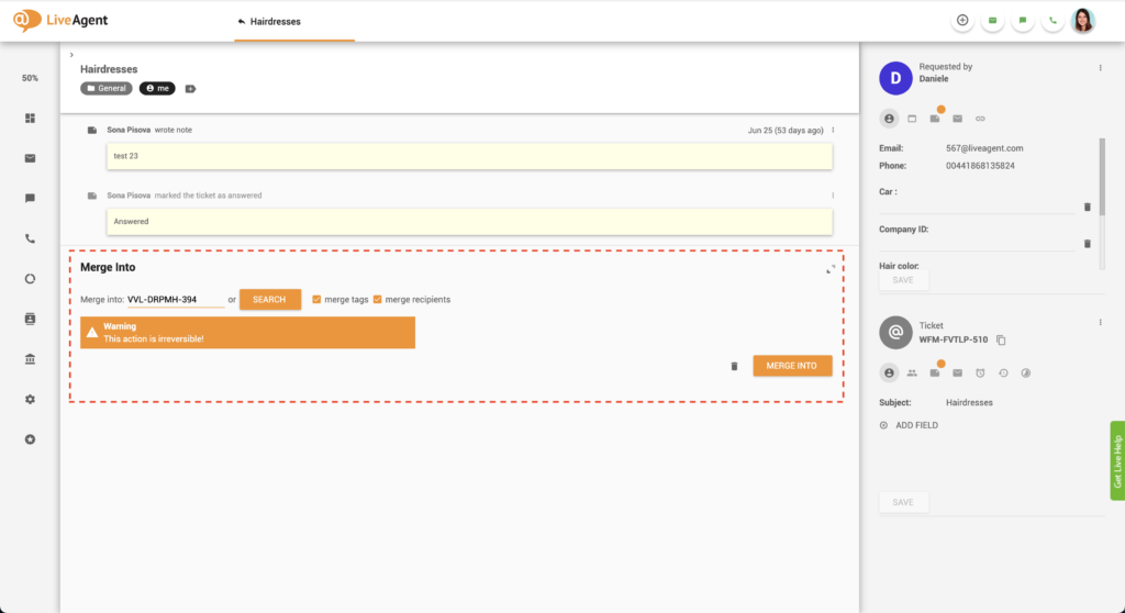 دمج تذكرتين