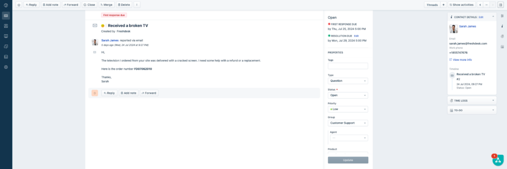 بيئة التذاكر في Freshdesk