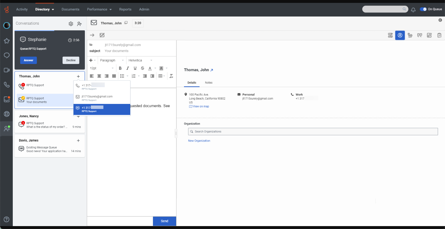 واجهة مستخدم Genesys Cloud