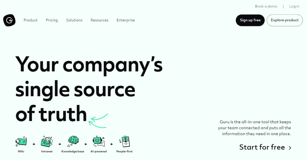 شاشة قاعدة المعرفة الجذابة لـ Guru