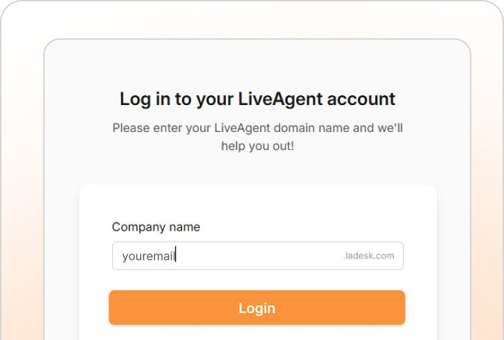 تسجيل الدخول إلى LiveAgent