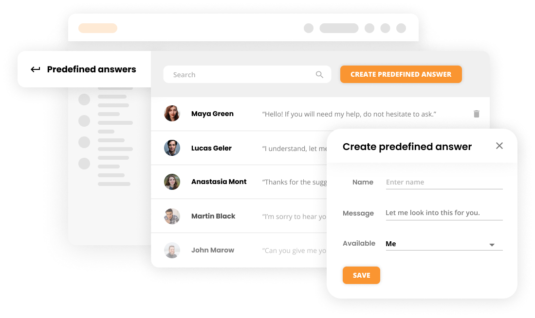 ميزة LiveAgent التي تسمح لك بإنشاء إجابات محددة مسبقاً مخصصة