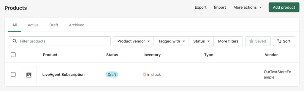 قسم المنتجات في Shopify