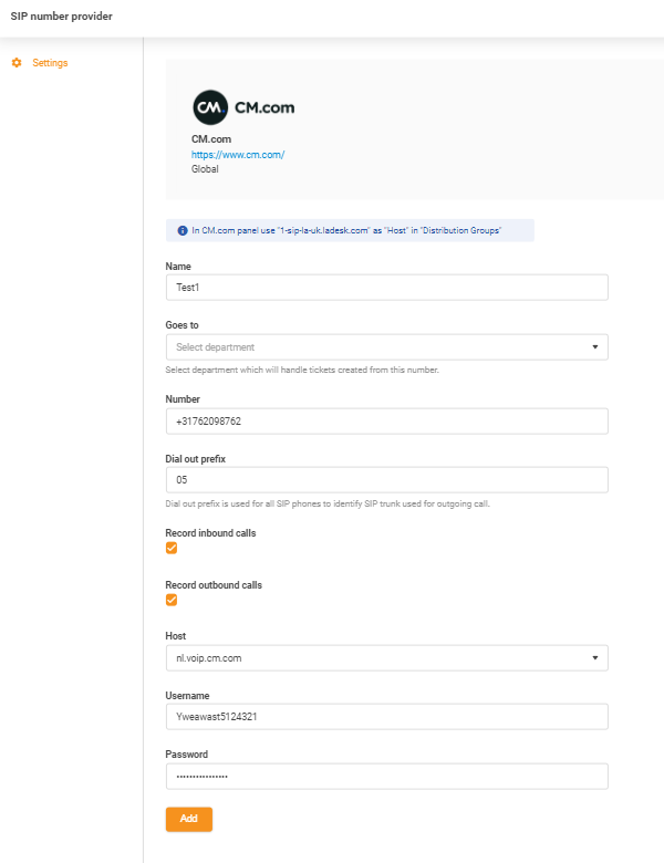 بيانات اعتماد CM.com