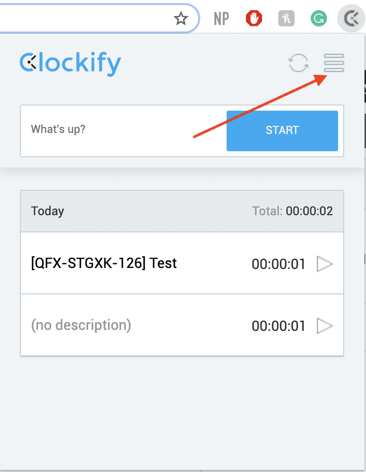 خيارات إضافة Clockify
