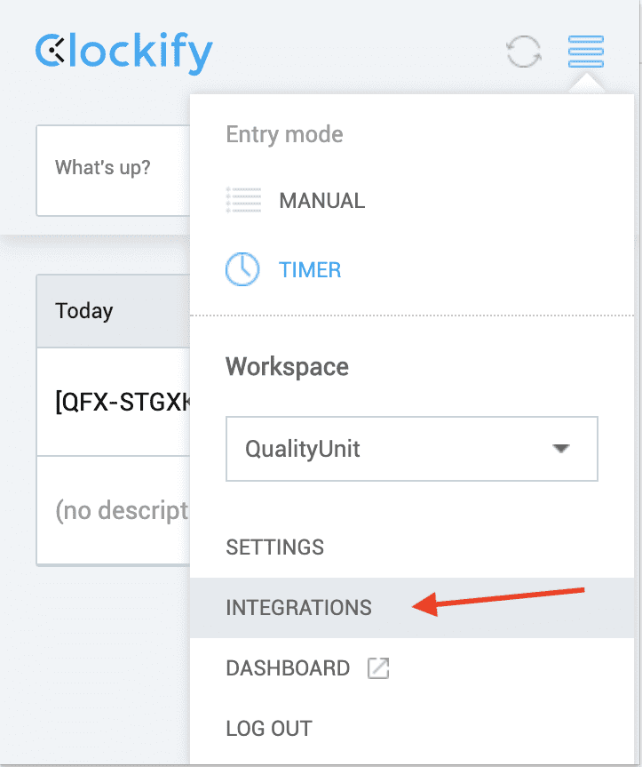 قائمة تكاملات Clockify