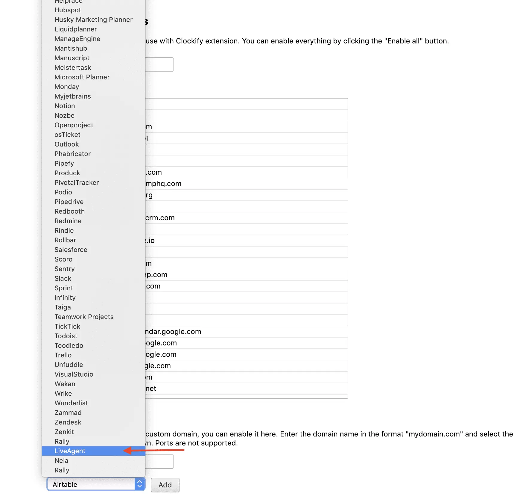 تكامل Clockify مع LiveAgent