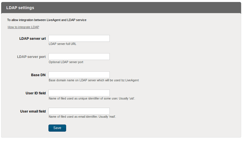 نافذة تكوين LDAP