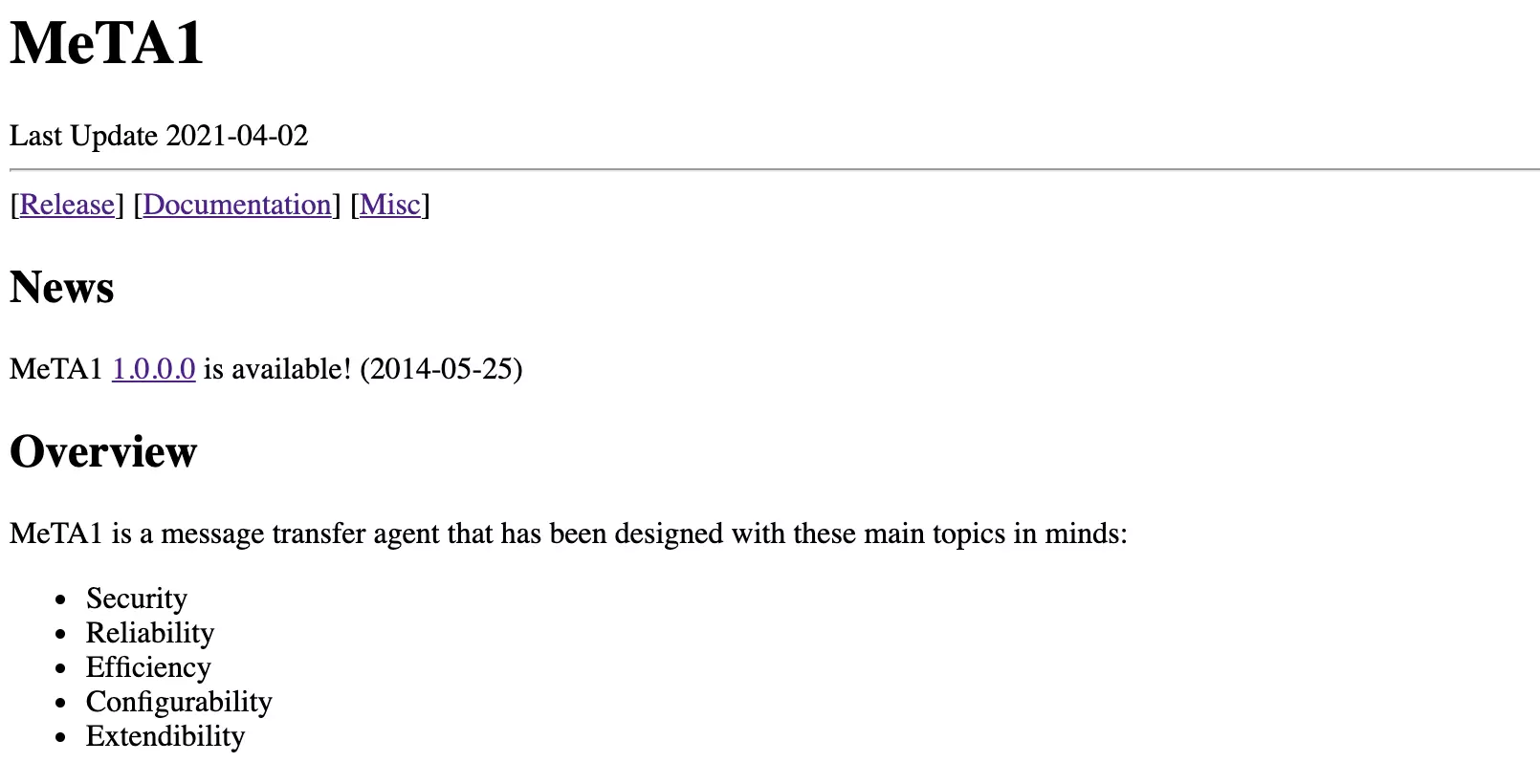 صفحة MeTA1 الرئيسية