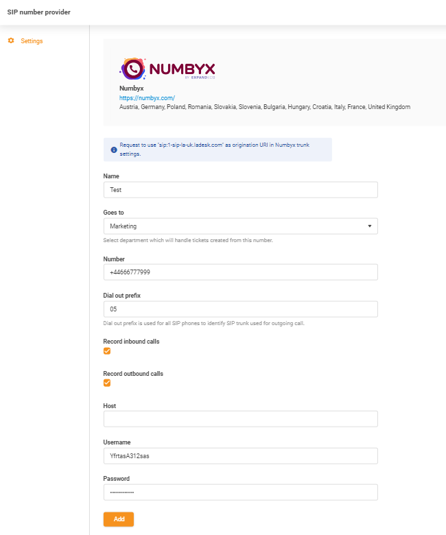 بيانات اعتماد Numbyx