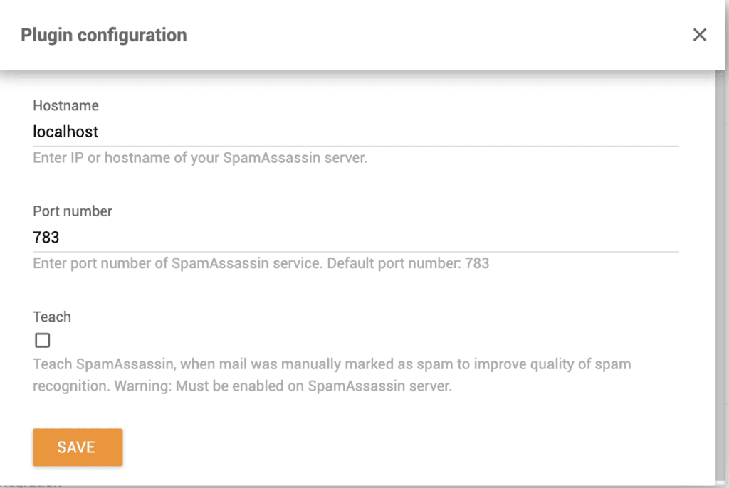 إعدادات تكوين SpamAssassin