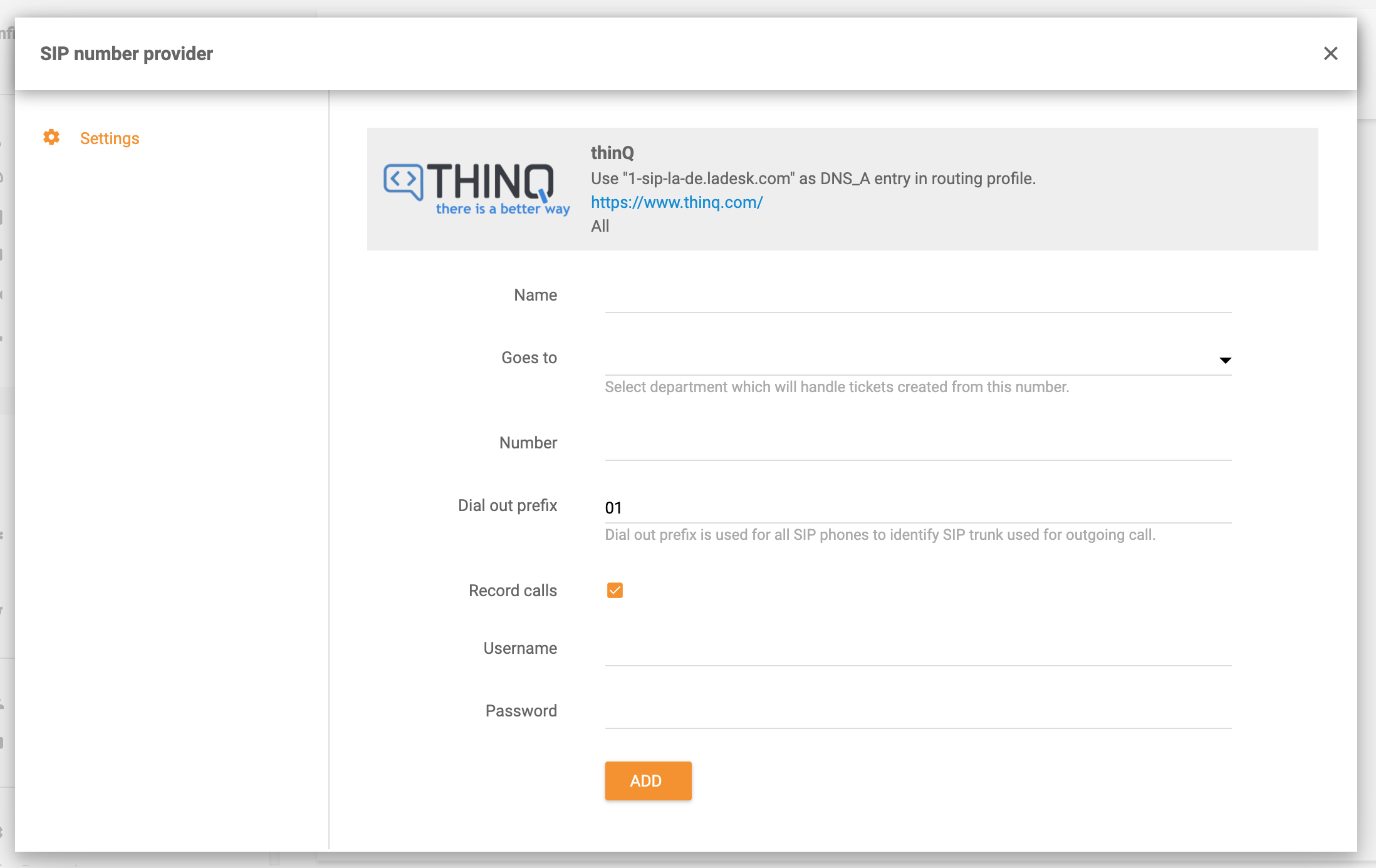 تكامل ThinQ في LiveAgent