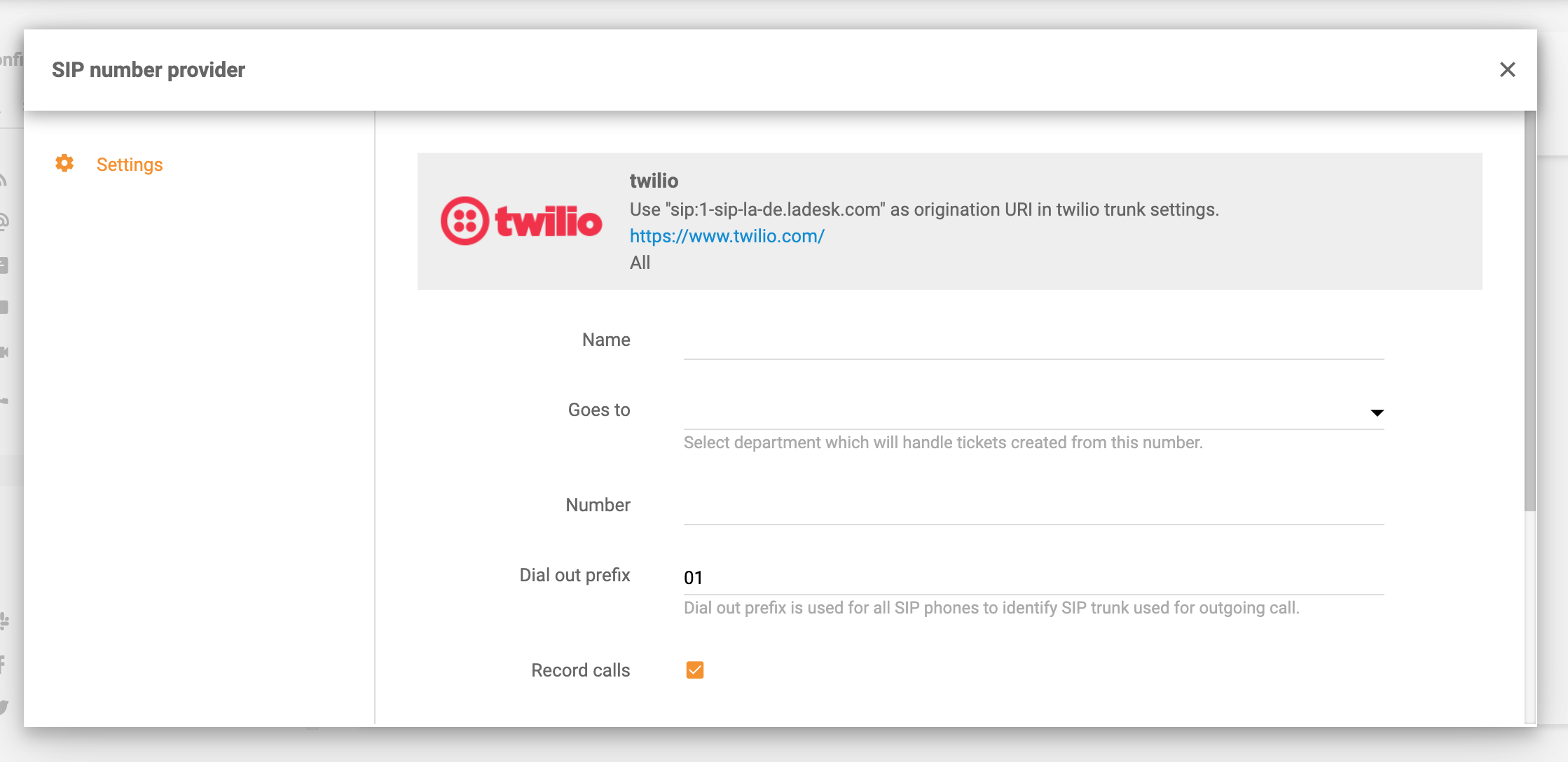 تكامل VOIP LiveAgent Twilio