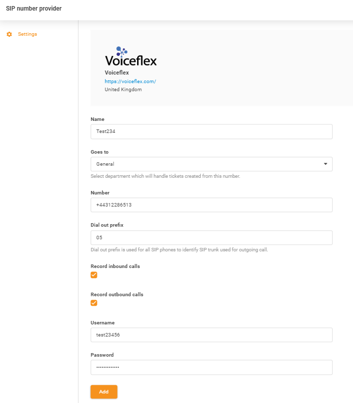 إدخال بيانات اعتماد Voiceflex
