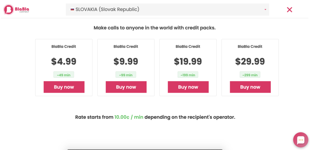 خطط تسعير BlaBla Connect معروضة على الموقع