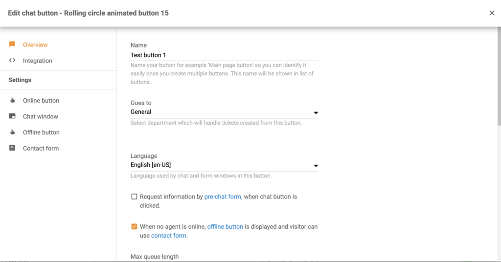 قم بتكوين زر الدردشة في LiveAgent