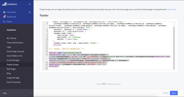 تكامل Bigcommerce LiveAgent
