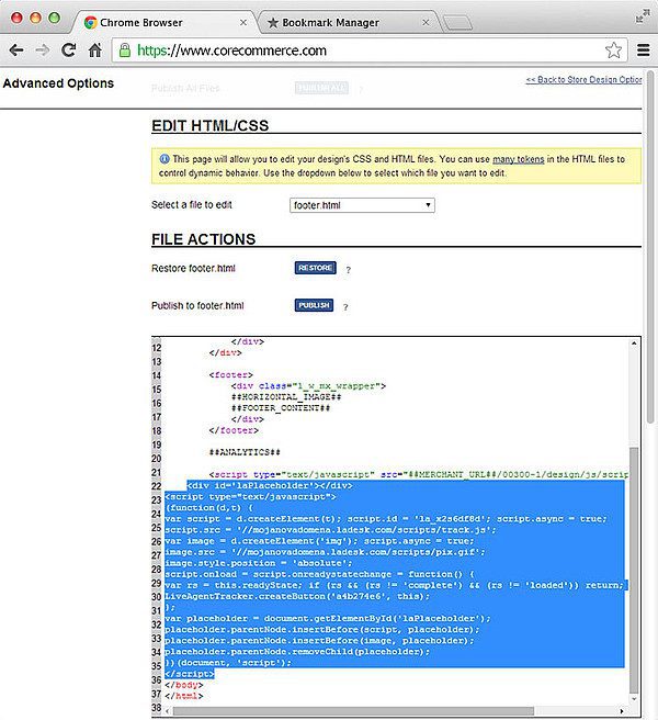 تكامل CoreCommerce مع LiveAgent