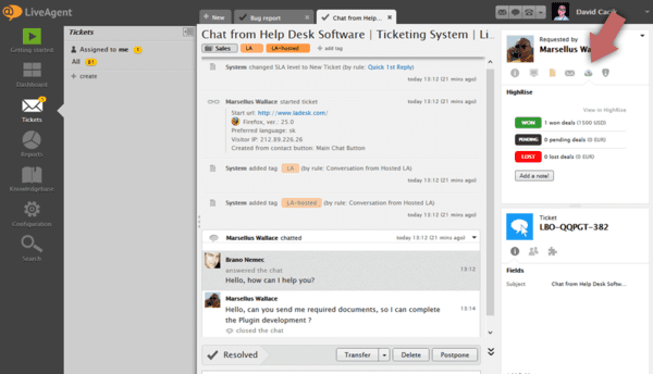 تكامل Highrise LiveAgent