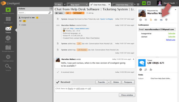 دمج GetResponse LiveAgent